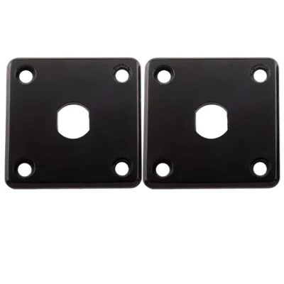 Image of Musiclily Pro Plastic Input Jack Plate Square Output Socket Jackplate for Epiphone LP Style Electric Guitar, Black (Set of 2)