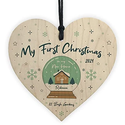 Image of RED OCEAN My First 1st Christmas In New Home Bauble Personalised Xmas Tree Decoration Friendship Gift