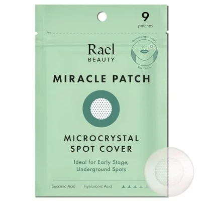 Image of Rael Pimple Patches, Miracle Microcrystal Spot Cover For Early Stage Acne Treatment Patch with Tea Tree Oil, Korean Skincare, Hydrocolloid, Vegan &amp; Cruelty Free (9 Count)