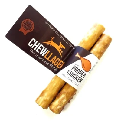 Image of Chewllagen Chicken Medium Roll 5&quot; (Pack of 5 x 2 10 Total) Healthy Choice Dog Chew and Treat SLCP