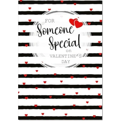 Image of doodlecards Someone Special Valentine&#039;s Day Card Love Hearts and Stripes Medium Size with Plain Envelope