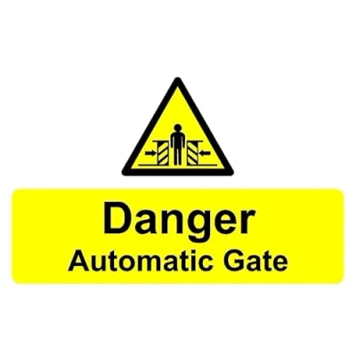 Image of Danger automatic gate safety sign 1mm flexible Plastic (400mm x 300mm)