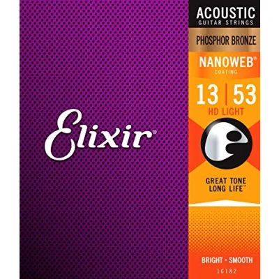 Image of Elixir Strings Phosphor Bronze Acoustic Guitar w NANOWEB Coating, HD Light (.013 .053) (Renewed)