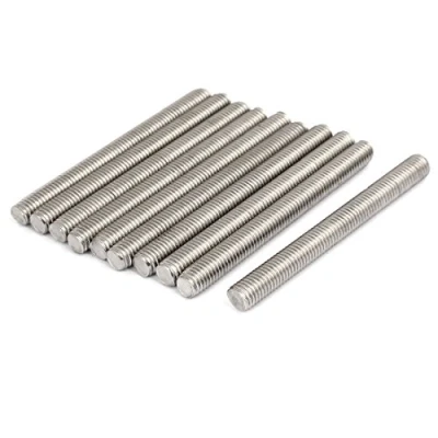 Image of Sourcingmap M10 x 100mm 304 Stainless Steel Fully Threaded Rods Bar Studs Silver Tone 10 Pcs