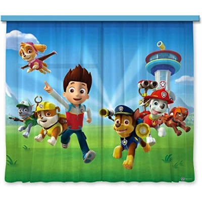 Image of AG Design Paw Patrol Underwater Curtains for Children&#039;s Room, 2 Pieces, Multi Colour, 180 x 160 cm