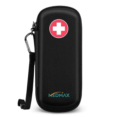 Image of MEDMAX Epipen Medical Carrying Case, Hard Shell EVA Shock Absorption Travel Medication Organizer Bag Emergency Pouch Holds 2 EpiPens, Asthma Inhaler, Auvi Q, Allergy Supplies, (*Black)