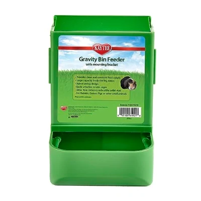 Image of Kaytee Gravity Bin Feeder with Bracket to Attach Small Animal Cage, Assorted Colours,6 1/2 inch long, 5 3/4 wide, 8 1/4 high