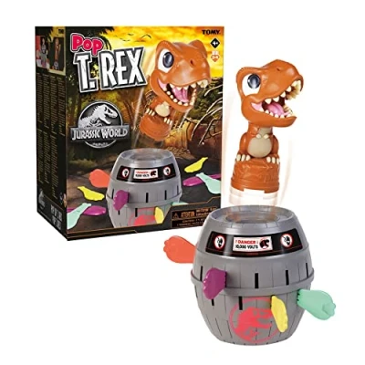 Image of TOMY Pop Up Trex Classic Children&#039;s Action Game, Family &amp; Preschool Kids Jurassic World Games, Game for Children 4, 5, 6, 7, 8 Year Old Boys Girls Adults