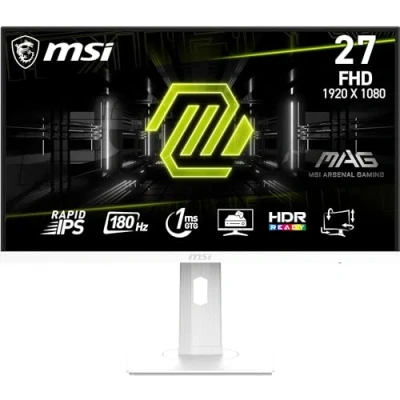 Image of MSI MAG 274PFW 27 Inch FHD Gaming Monitor 1920 x 1080 Rapid IPS Panel, 180 Hz / 1ms (GtG), 117% sRGB Colour Gamut, Frameless Design, HDR Ready DisplayPort 1.2a, HDMI 2.0 (FHD@180Hz)