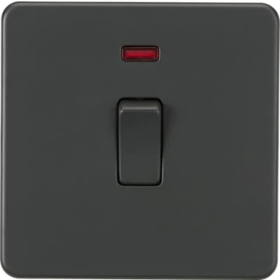 Image of KnightsBridge Screwless 20A 1G DP Switch with Neon Anthracite