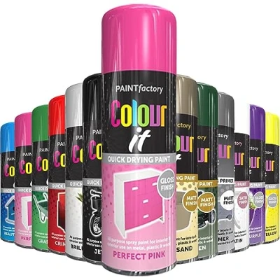 Image of AlezyB 1 x Perfect Pink All Purpose Aerosol Spray Paint 250ml. Excellent Coverage, Quick &amp; Fast Drying for interior exterior Multipurpose Metal Plastic Wood Glass.