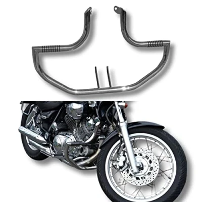 Image of BM UK XV750 Motorcycle Stainless steel Highway Engine Crash Bar Protector Safety Guard with built in foot rest pegs XV 750/1100 Virago