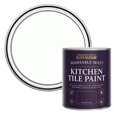 Image of Rust Oleum Light Green water resistant Kitchen Tile Paint in Matt Finish Apple Blossom 750ml