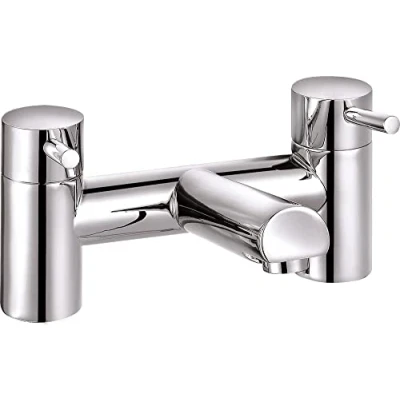 Image of VeeBath Dixon Round Bath Filler Taps, Bathroom Waterfall Mixer Tap Double Lever Tub Chrome