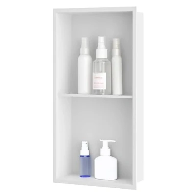 Image of sunrik Shower Niche, Embedded Niche Stainless Steel, with Shelf 30x60x10cm, Matte white