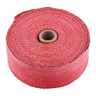 Image of Qiilu Exhaust Wrap, 10M Universal Motorcycles Pipe Heat Wrap Manifold Covers Insulation Roll Tape Glass Fiber for Vehicles With Exhaust(Red)