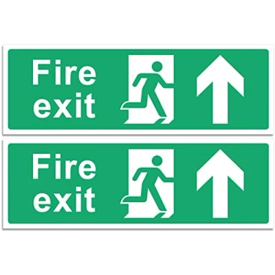 Image of RubiGo 1/2/4/6 Pack of Fire Exit Sign (UP ARROW) Signs Self Adhesive 30 X 10cm Escape Sticker Emergency Signage (2)