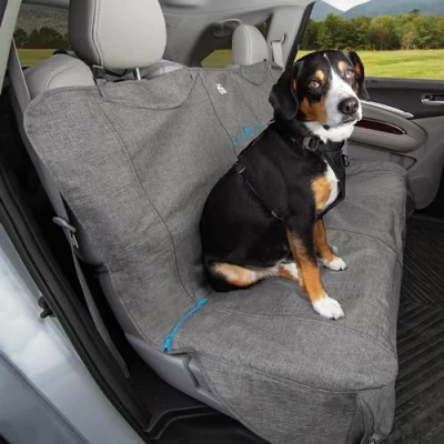 Image of Kurgo No Slip Grip Bench Seat Cover, Dog Car Protector, Non Backing, Waterproof &amp; Stain Resistant, Heather Charcoal Grey