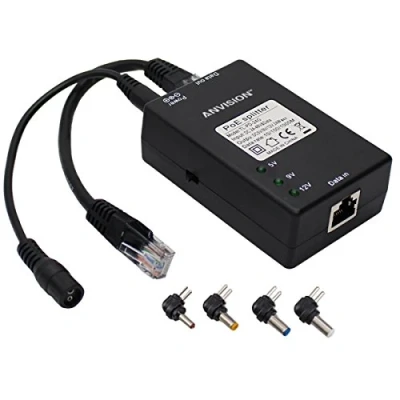 Image of ANVISION Active Gigabit PoE Splitter with Multi Size Tips, 10/100/1000Mbps IEEE 802.3af Compliant, DC 5V 9V 12V Power Output for IP Camera, AP, Voip Phone and more, AV PS5912