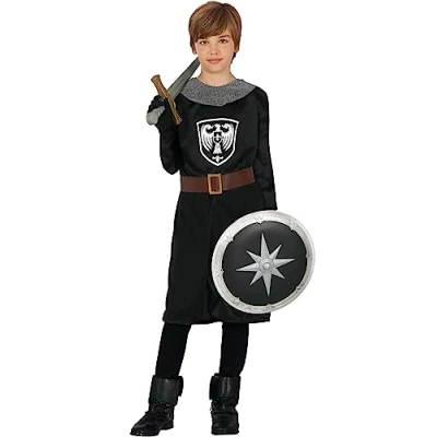 Image of FIESTAS GUIRCA Brave Medieval Warrior Boys Fancy Dress Costume Black Knight Kids Costumes 5 6 years
