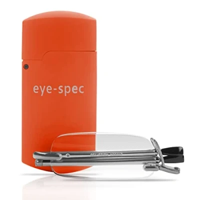Image of Eye spec Folding Reading Glasses with Pink Pocket Sized Case Foldable Travel Stylish Rimless Lenses in 7 catching Colours and 9 Strengths (2.25)