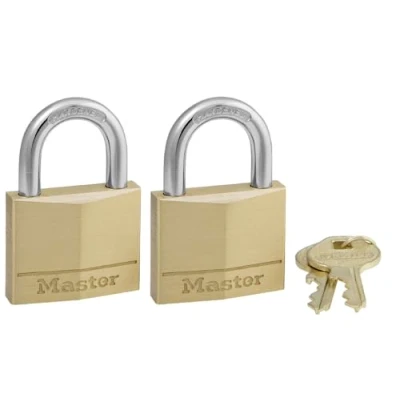Image of Master Lock 140T Solid Brass Padlock, 2 Pack, Keyed Alike