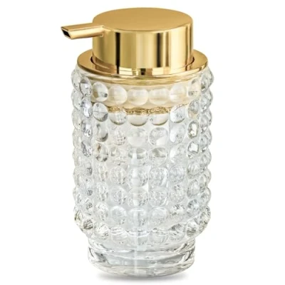 Image of Prefdo Glass Foaming Soap Dispenser, Refillable Liquid Dispenser with Gold Pump, Wide Mouth, Hand for Kitchen &amp; Bathroom, Modern Home Bathroom Decor (Clear)