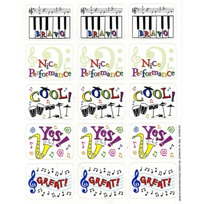 Image of Eureka Music Themed Student Reward Stickers, 1.4&#039;&#039; W x 1&#039;&#039; H, 120pcs
