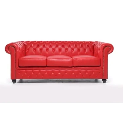Image of Chesterfield Brighton The Brand 3 Seater Sofa 100% Leather Handmade Original Width 200 cm (Red)