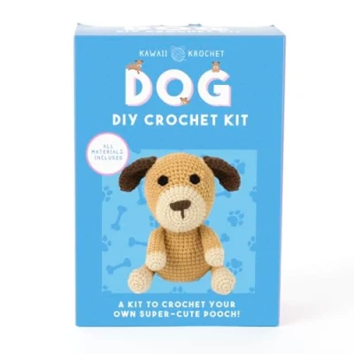 Image of Gift Republic Kawaii Dog Crochet Kit DIY Craft Set for Creating Your Own Cute Puppy Teens &amp; Adults Crafting Idea Set, Brown