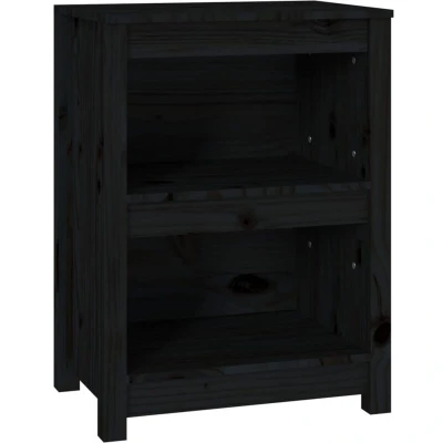 Image of vidaXL Book Cabinet Black 50x35x68 cm Solid Wood Pine