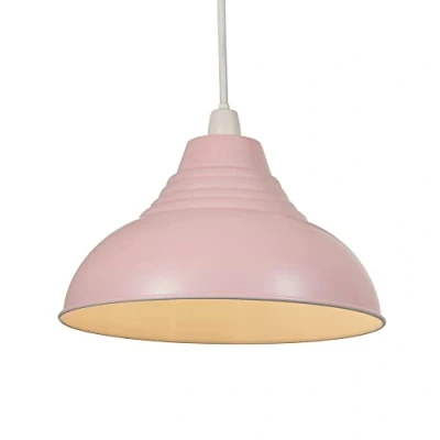 Image of LITECRAFT Glow Light Shade 30.5 cm Easy Fit Metal Dome Lampshade Pink