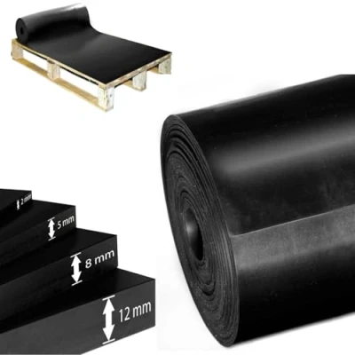 Image of ETM SBR Rubber Mat 120 x 300 cm. 10 mm Sold by the Metre Black &amp; Smooth Building Protection Non Slip Floor Flooring Plate Strips