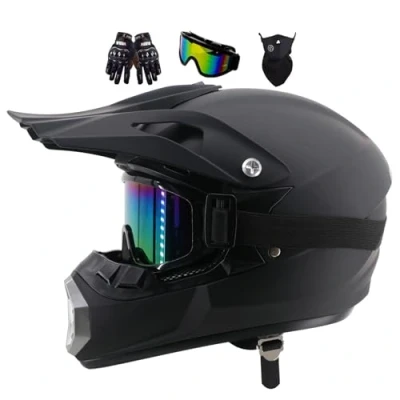 Image of Youth Motocross Offroad Street Dirt Bike Helmet, Adult Full Face Motorcycle ATV Helmets MTB BMX MX Motorbike Downhill Off Road Crash With Goggles Gloves Mask(Size:L(56 57CM
