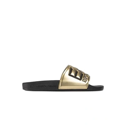 Image of EA7 Emporio Armani Visibility Unisex Mules, Size: 4.5, Shiny gold/black Synthetics