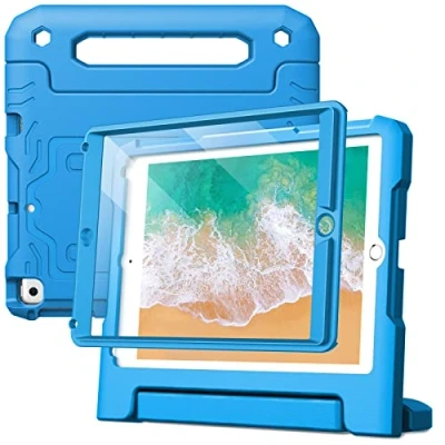 Image of JETech Kids Case for iPad 9.7 Inch (6th/5th Generation, 2018/2017 Model) with Built in Screen Protector, Shockproof Full Body Handle Stand Tablet Protective Cover (Blue)