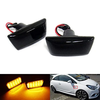Image of RZG 2x Black Smoked Lens Side Indicator Amber LED Marker Repeater Light For Adam Astra H GTC J Corsa D E Insignia Meriva Zafira