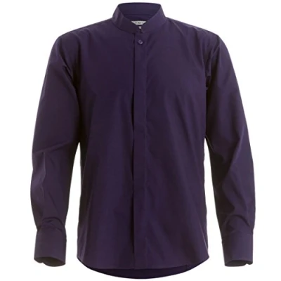 Image of Kustom Kit Men s Mandarin Collar Long Sleeved Fitted Shirt Black 2XL