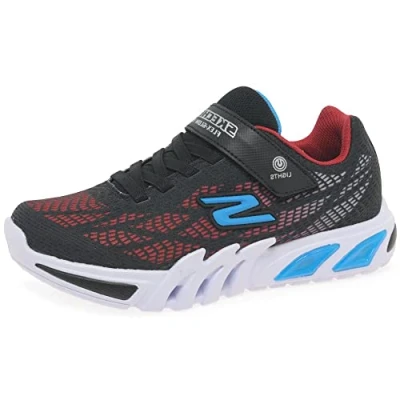 Image of Skechers 400137N BKRB Trainers, Black Synthetic/Red &amp; Blue Trim, 4 UK