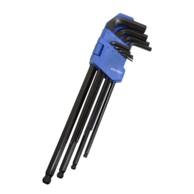 Image of US PRO Tools 9 PC Extra Long Ball End Allen Hex Key Set Metric 1.5 10mm 1628