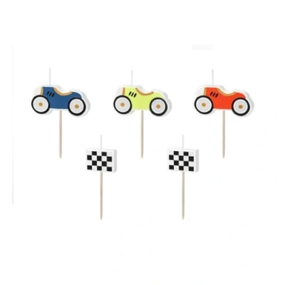 Image of PartyDeco 5 x Retro Car Racing Birthday Candles 2 3 cm