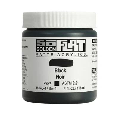 Image of Golden SoFlat Matte Acrylic Paint, 4oz jar, Black (6745 4)