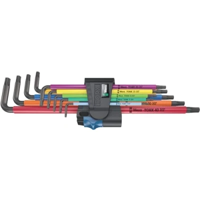 Image of Wera 967 TX XL Multicolour HF 1 Holding Function BlackLaser Long TORX® L key set, 8 40, 9pc, 05024470001
