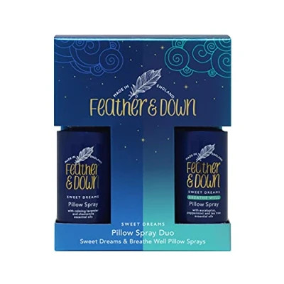 Image of Feather &amp; Down Pillow Spray Duo Set (50ml Sweet Dreams 50ml Breathe Well Spray) The Perfect Combination for a Peaceful Night&#039;s Sleep. Cruelty Free. Vegan Friendly.
