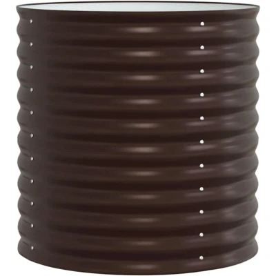 Image of vidaXL Oval Garden Raised Bed Brown 80x81 cm Durable Rust Resistant Galvanised Steel Planter for Outdoor Gardening Patios Balconies