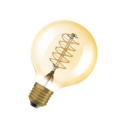 Image of OSRAM LED Vintage 1906, G80, E27, 7 W, gold, 2,200 K, dimmable.