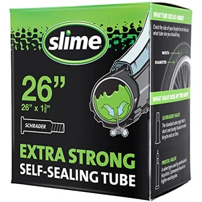 Image of Slime 30044 Bike Inner Tube Puncture Sealant, Extra Strong, Self Sealing, Prevent and Repair, Schrader Valve, 26&quot; x 1.375&quot;