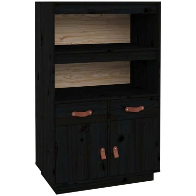 Image of vidaXL Highboard Black 67x40x108.5 cm Solid Wood Pine