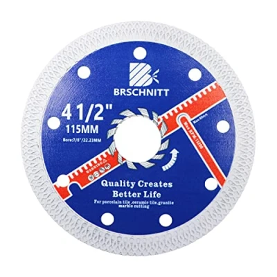 Image of Super Thin Diamond Porcelain Saw Blade with x Teeth,BRSCHNITT 115mm Arbor 22.23mm Angle Grinder Cutting Disc for Dry/Wet Tile Ceramic Marble Granite