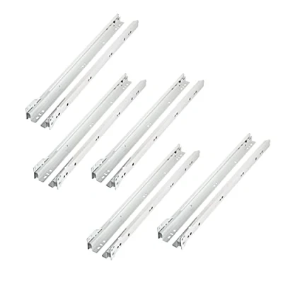 Image of LOOTICH Roller Metal Drawer Runners Slides Partial Extension European Type White Size 450mm (18 Inch) Total 20 Pieces for 5 Drawers Assemble